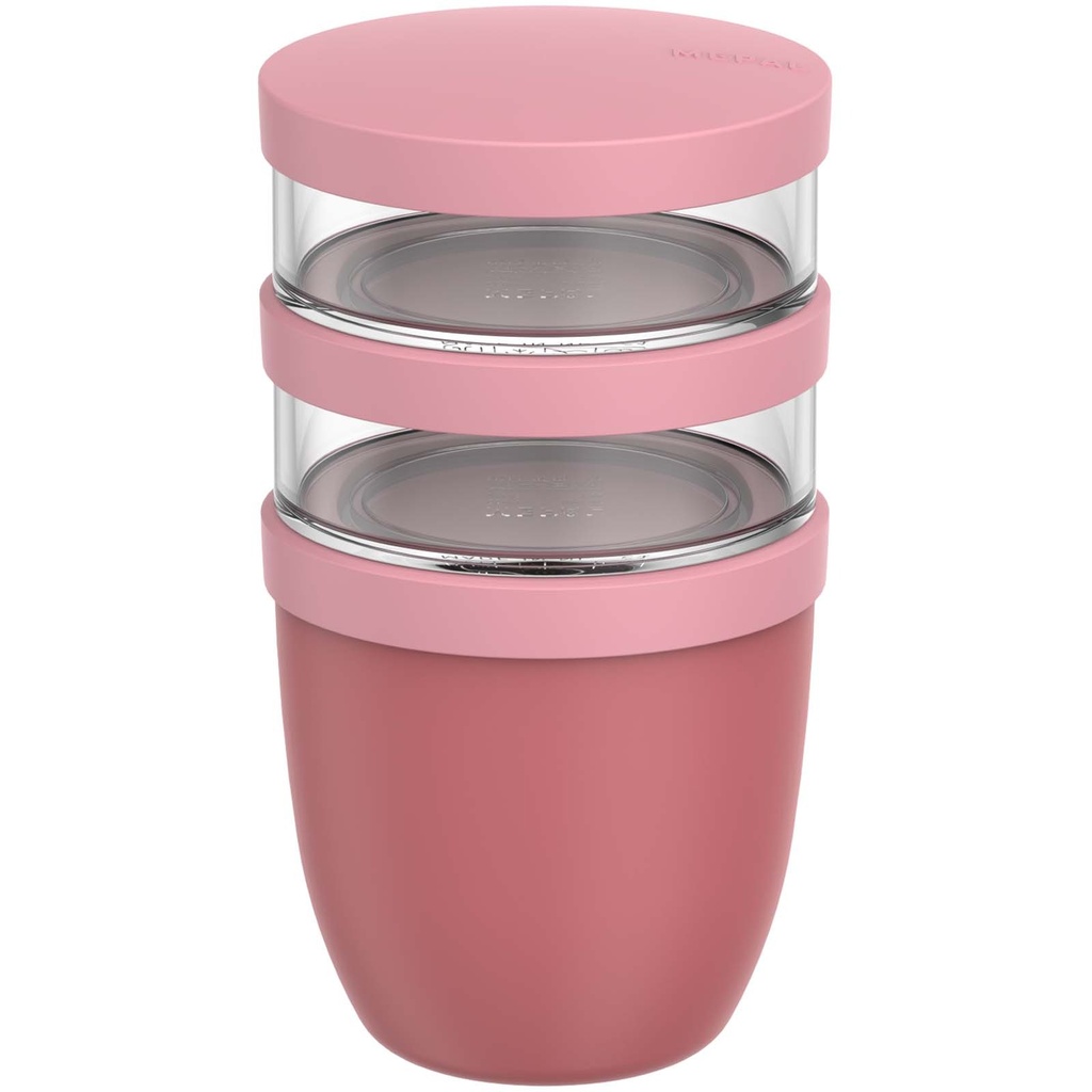 Mepal Ellipse 3-częściowy pojemnik na lunch o pojemności 500 ml + 2 x 200 ml 113143 - Różowy