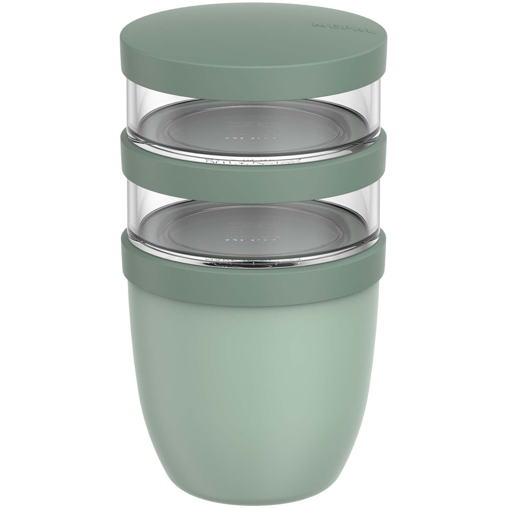 Mepal Ellipse 3-częściowy pojemnik na lunch o pojemności 500 ml + 2 x 200 ml 113143 - Szałwiowy zielony