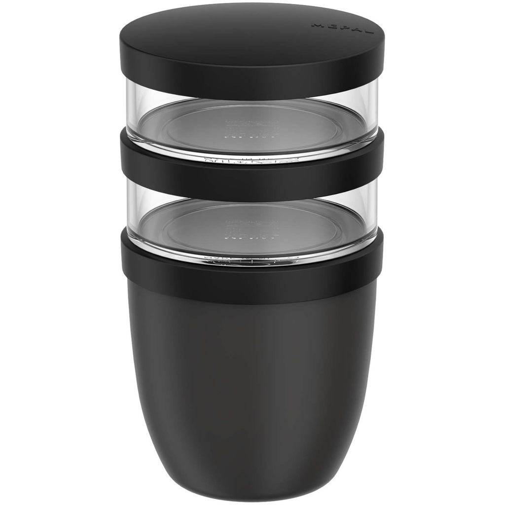 Mepal Ellipse 3-częściowy pojemnik na lunch o pojemności 500 ml + 2 x 200 ml 113143 - Czarny