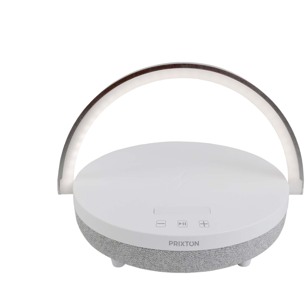 Prixton głośnik Bluetooth® 10 W 4 w 1 ze światłem LED i podstawą do ładowania bezprzewodowego 2PA160 - Biały