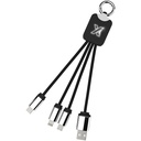Kabel z podświetlonym logo 3w1 z brelokiem - SCX.design C15 2PX001 - Czarno-biały