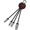 Kabel z podświetlonym logo 3w1 z brelokiem - SCX.design C16 2PX002 - Czerwono-czarny