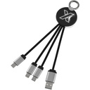 Kabel z podświetlonym logo 3w1 z brelokiem - SCX.design C16 2PX002 - Czarno-biały