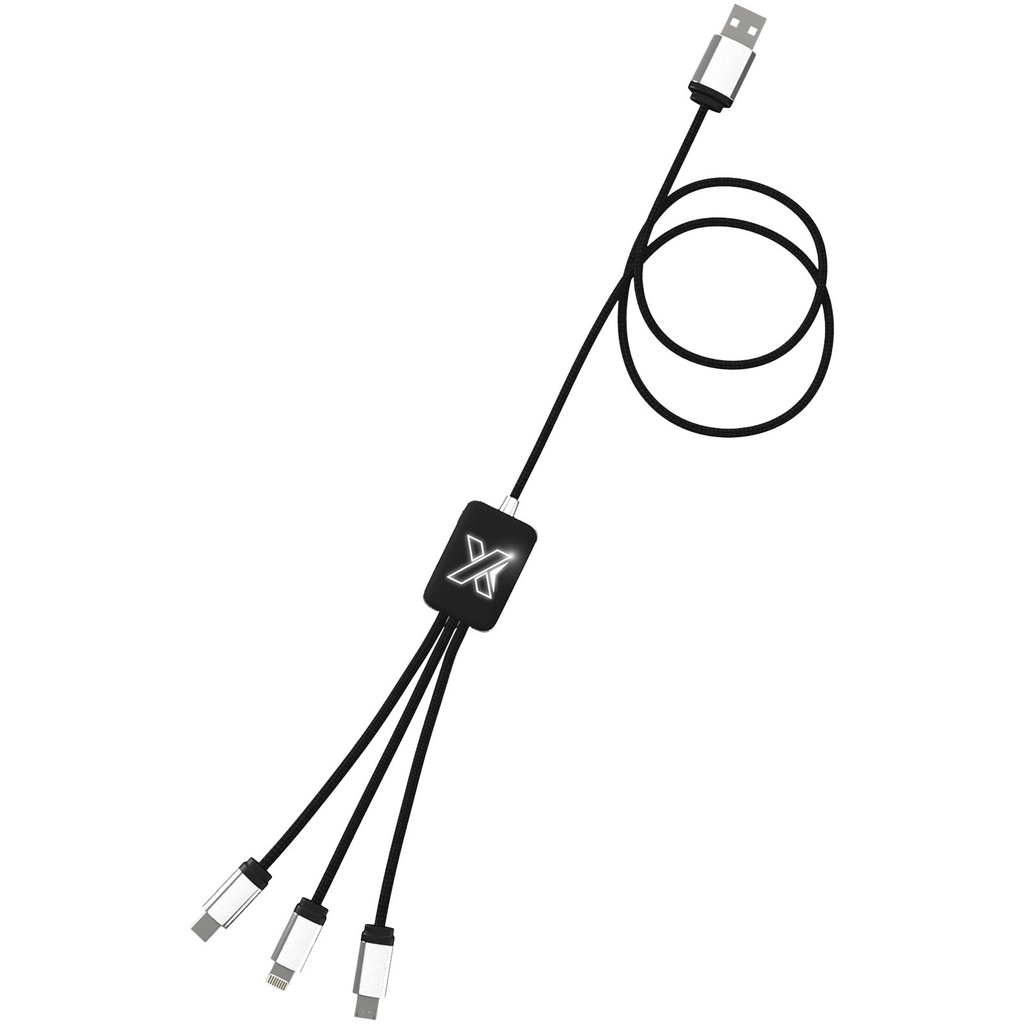 Kabel z podświetlonym logo 3w1 - SCX.design C17 2PX003 - Czarno-biały