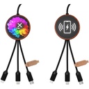 SCX.design C40 kabel ładujący z podświetlanym logo 5-w-1 rPET i z podkładką ładującą 10 W 2PX073 - Drewniany