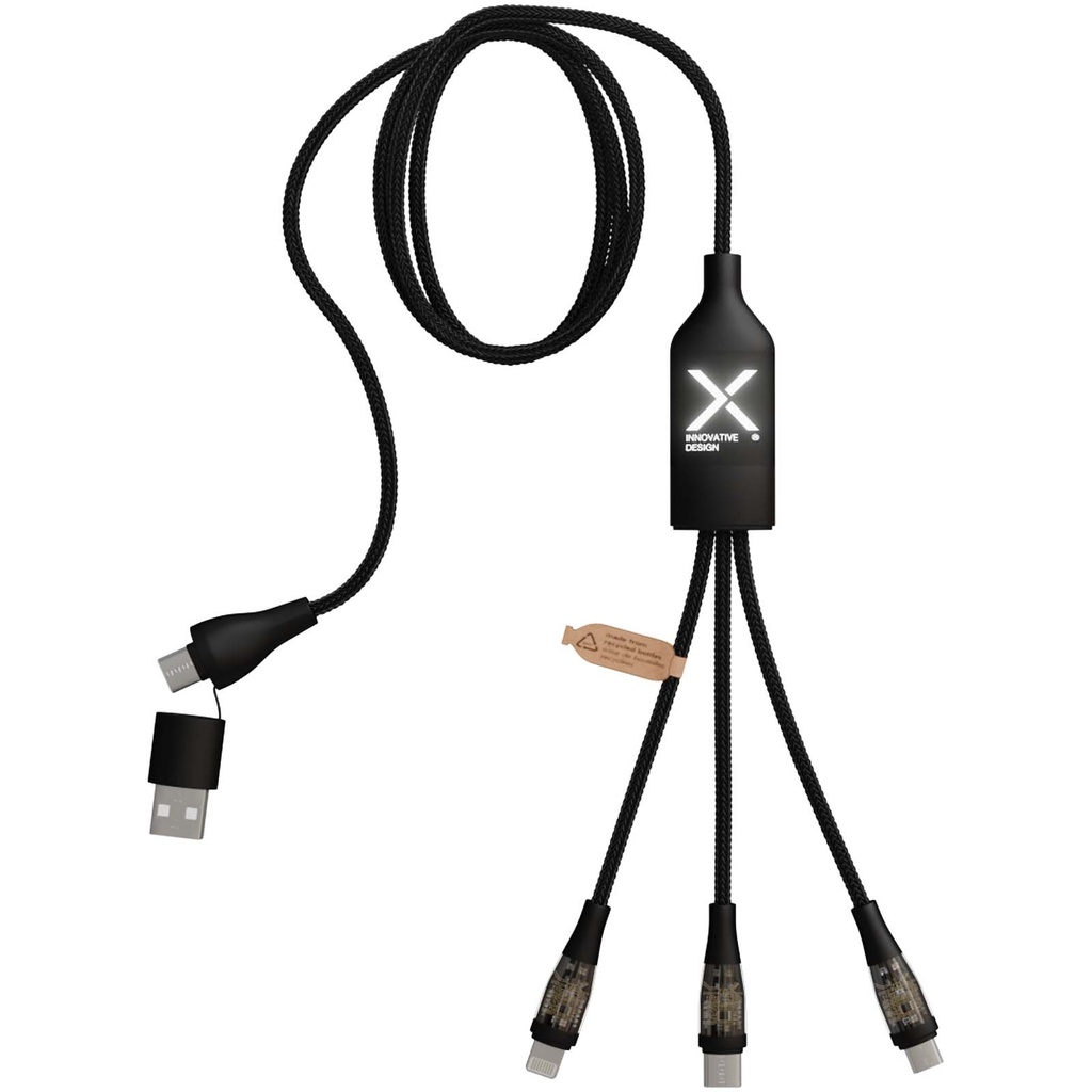 SCX.design C50 kabel szybkiego ładowania 5 w 1 o mocy 100 W/5 A z wyświetlaczem cyfrowym 2PX162 - Czarny