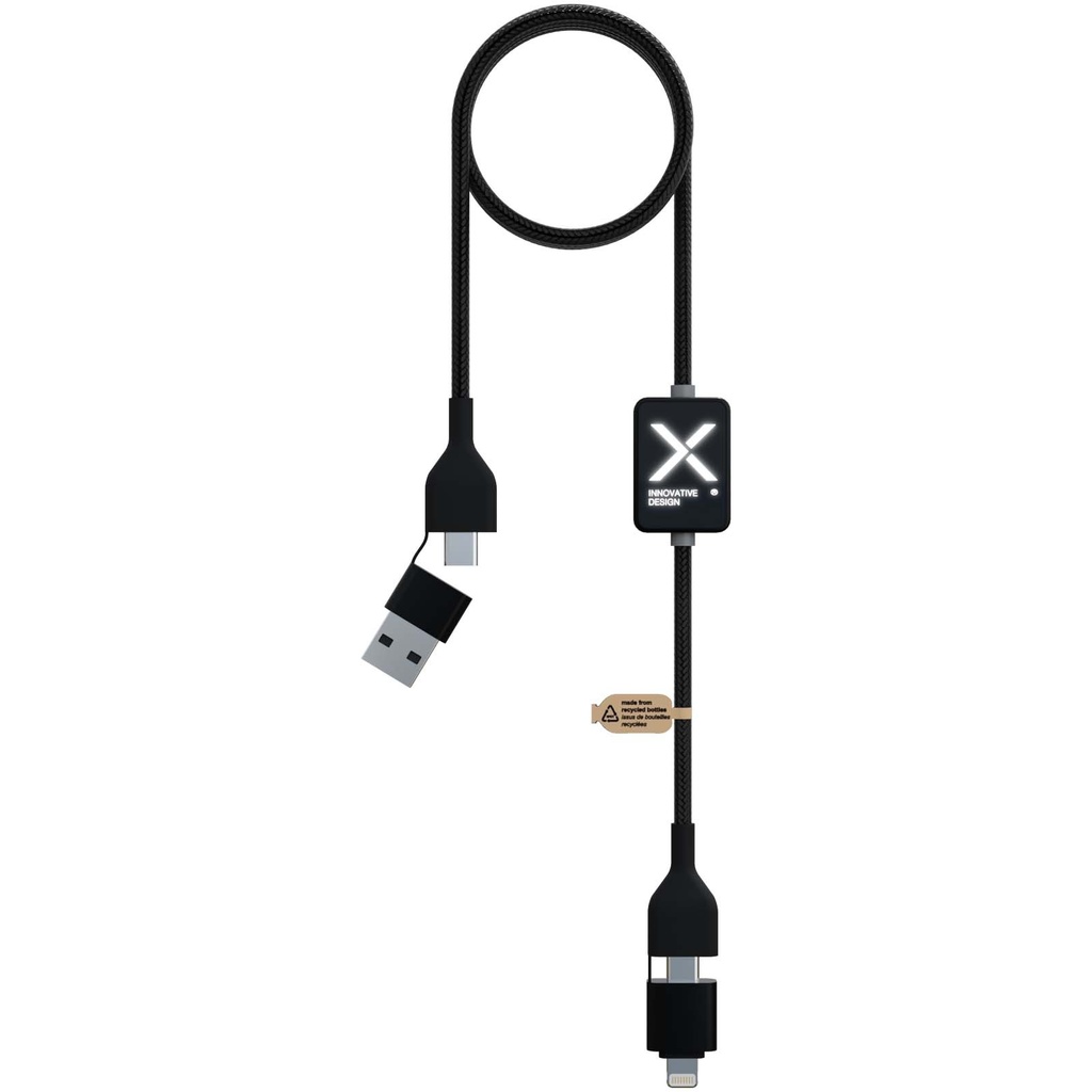 SCX.design C32 kabel do ładowania 60 W z przełącznikiem i podświetlanym logo 2PX212 - Czarny