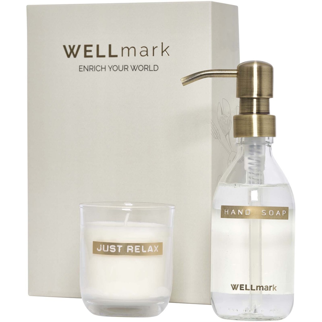 Wellmark Discovery dozownik mydła w płynie o pojemności 250 ml i zestaw świec zapachowych 150 g 126406 - Biały