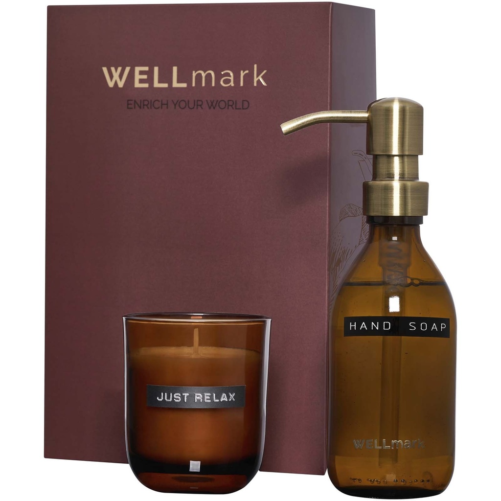 Wellmark Discovery dozownik mydła w płynie o pojemności 250 ml i zestaw świec zapachowych 150 g 126406 - Bordowy