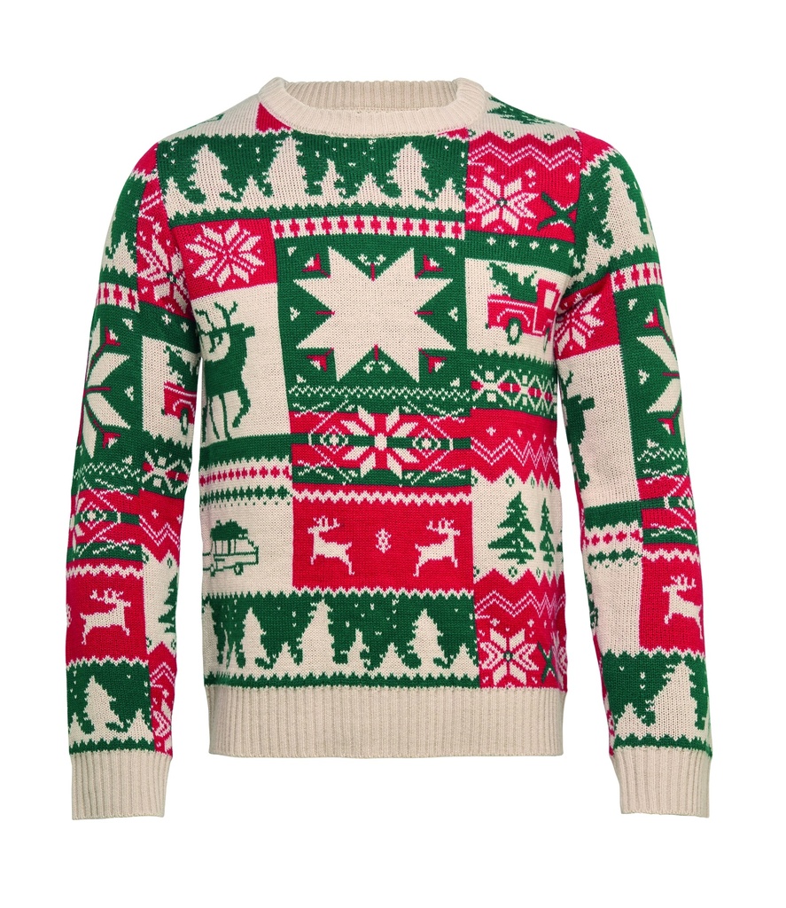 Świąteczny sweter z dzianiny L-XL CX1602-13 - bezowy