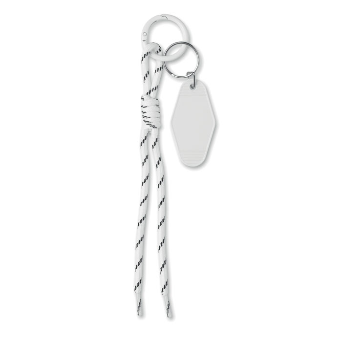 Brelok pleciony z tagiem MO3167-06 - bialy