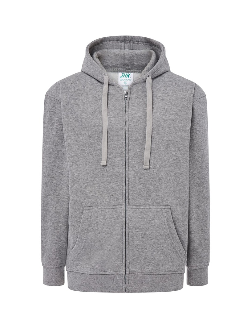 Bluza Meska z Kapturem i Zamkiem Szczotkowana Mieszanka JHK422 - Grey Melange