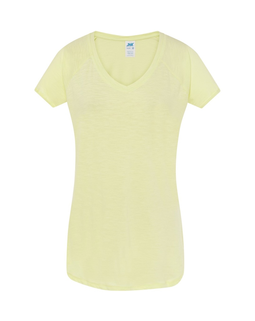 T-shirt Damski Bawełniany TSUL SLB - Light Yellow Neon