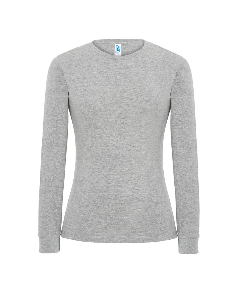 T-shirt Damski Slim Premium z Długim Rękawem Bawełniany TSRL PRM LS - Grey Melange