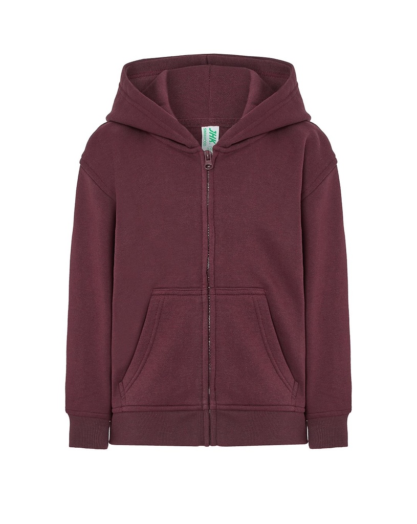 Bluza Dziecięca z Kapturem Rozpinana Poliestrowa SWRK HOOD - Burgundy