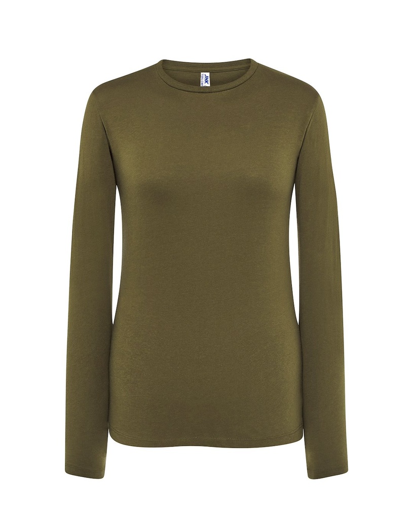 T-shirt Damski z Długim Rękawem Bawełniany TSRL CMF LS - Khaki