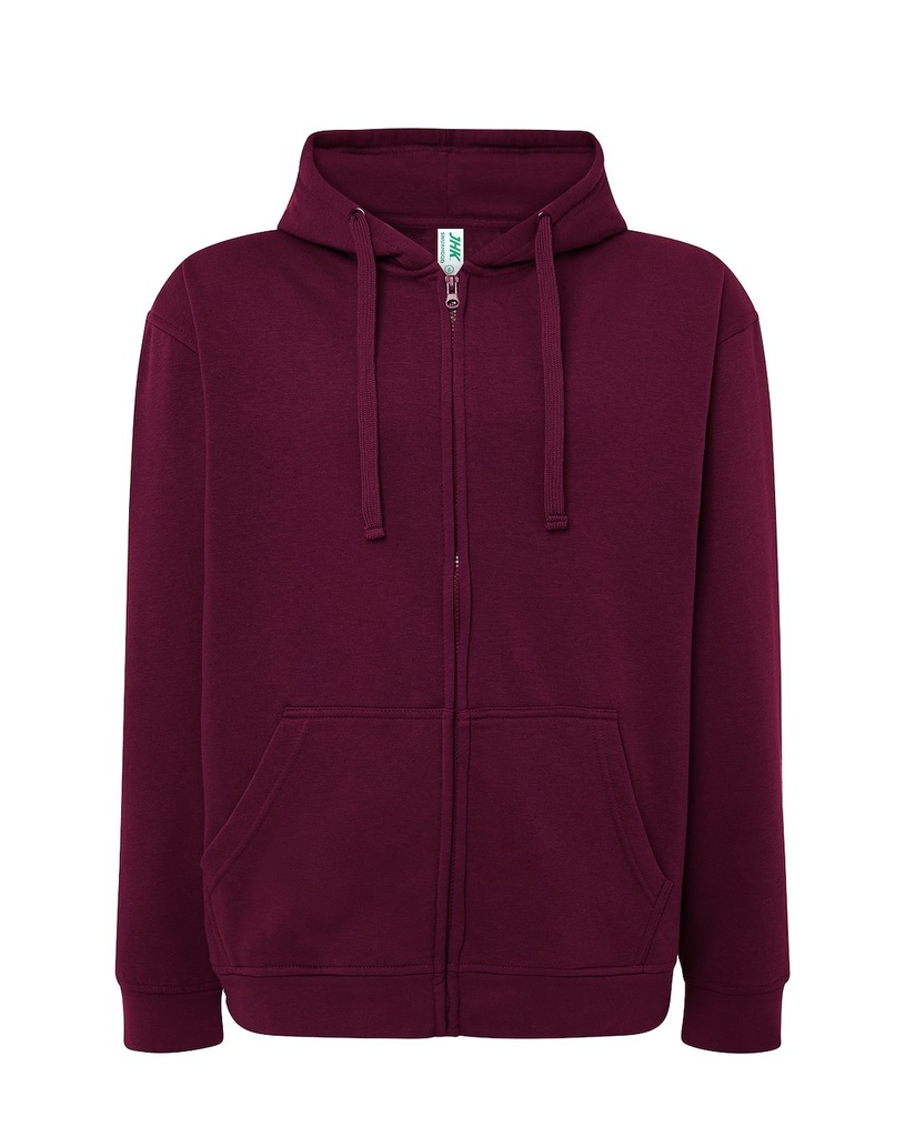 Bluza Meska z Kapturem i Zamkiem Szczotkowana Mieszanka JHK422 - Burgundy