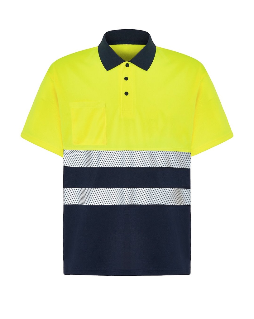 T-shirt Poliestrowy HV02U00 POLO SS - Navy / Gold Fluor