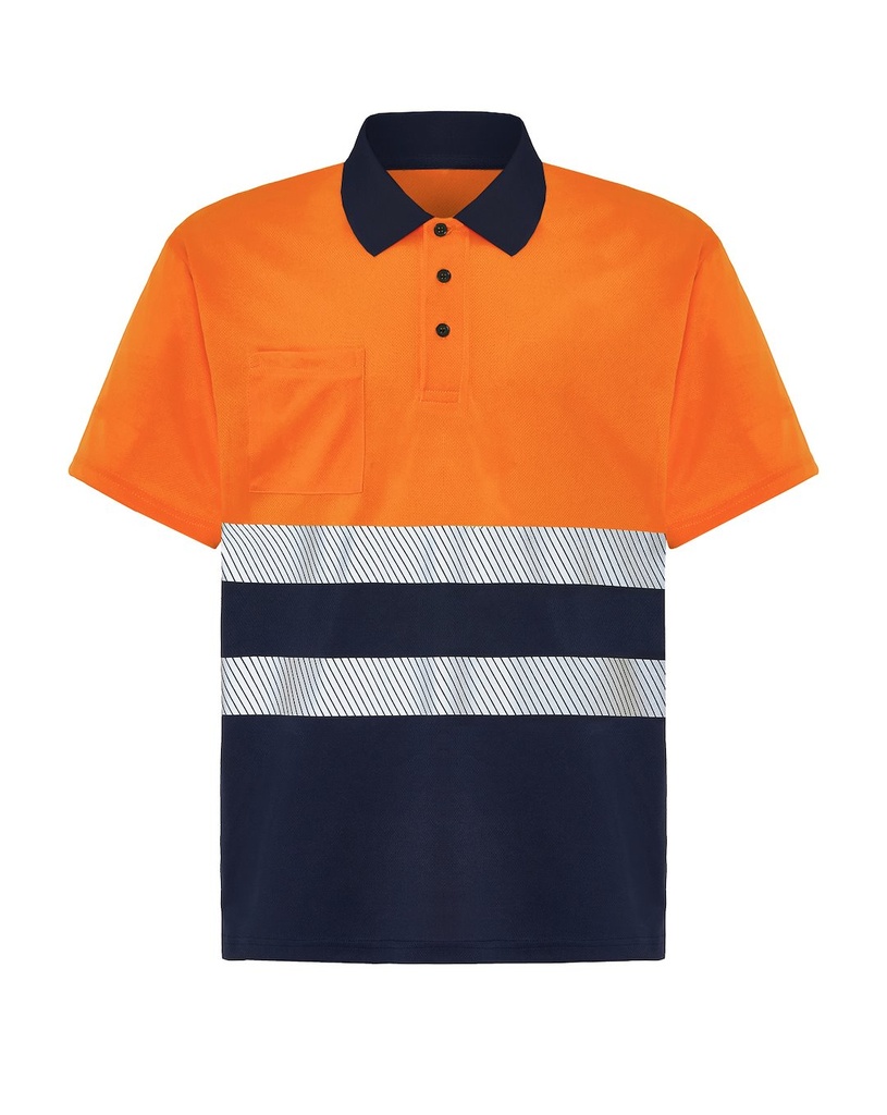 T-shirt Poliestrowy HV02U00 POLO SS - Navy / Orange Fluor