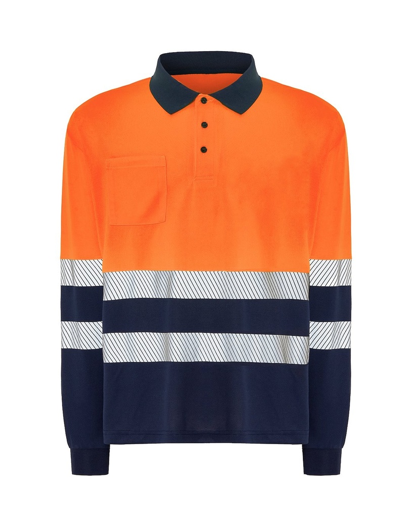 T-shirt z Długim Rękawem Poliestrowy HV02U00LS POLO LS - Navy / Orange Fluor
