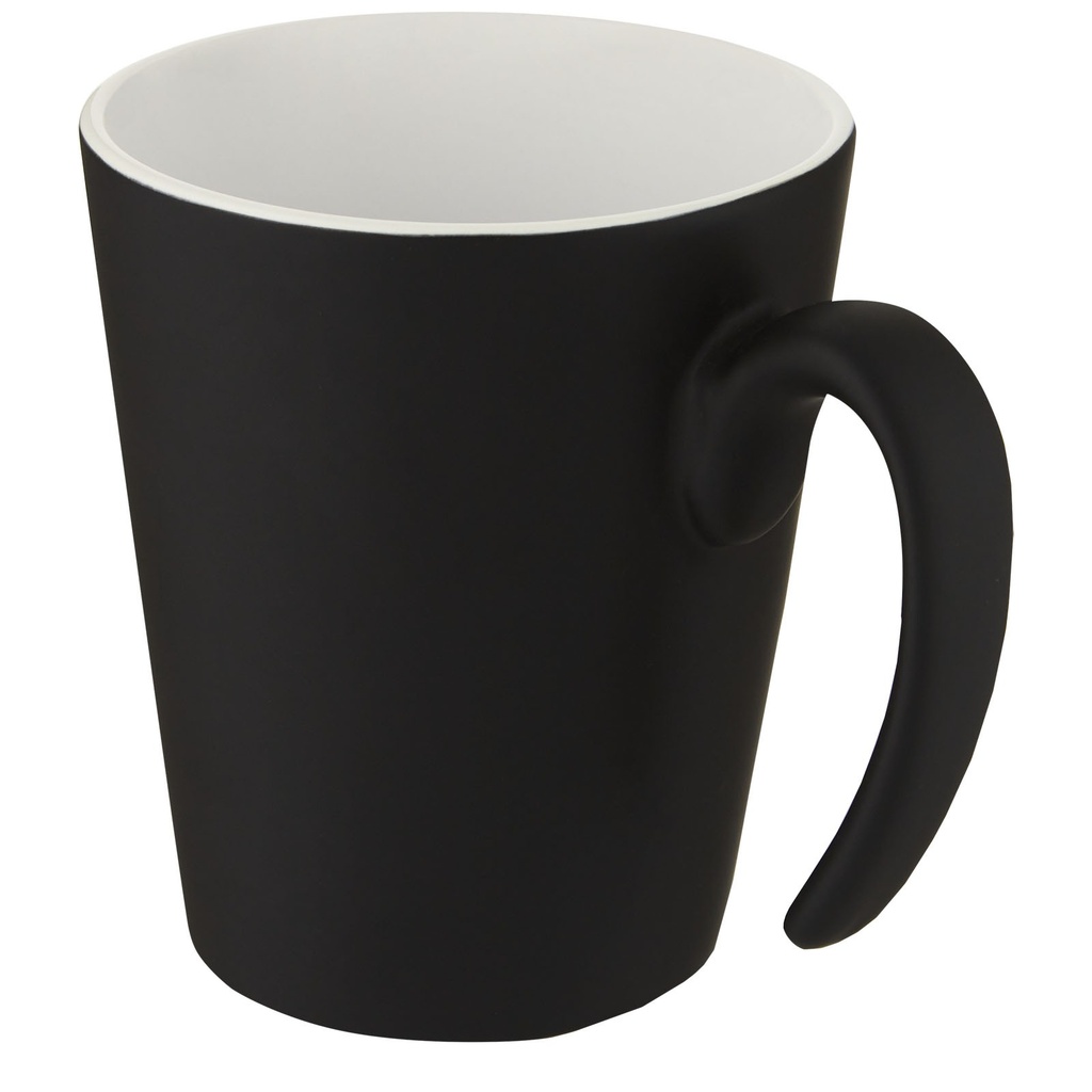 Kubek ceramiczny Oli o pojemności 360 ml z uchwytem 100687 - Biało-czarny