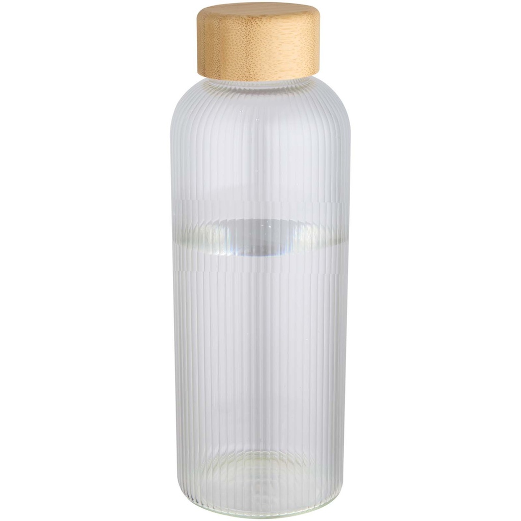 Mirage butelka ze szkła borokrzemowego o pojemności 650 ml z pojedynczą ścianką i zakrętką bambusową 100930 - Przezroczysty