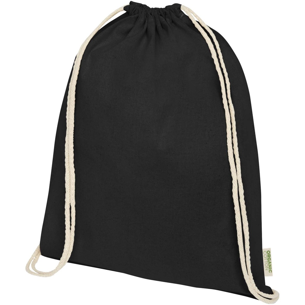 Odisha organiczny worek sznurowany z certyfikatem OCS o gramaturze 140 g/m², 5 l 120781 - Czarny