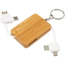 Reel chowany kabel do ładowania 6 w 1 w formie bambusowego breloka 124329 - Naturalny
