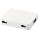 Gaia 4-portowy hub USB z wyjściem USB-A i typu C oraz podwójnym wejściem — wykonany z tworzyw sztucznych pochodzących z recyk 124449 - Biały