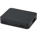 Gaia 4-portowy hub USB z wyjściem USB-A i typu C oraz podwójnym wejściem — wykonany z tworzyw sztucznych pochodzących z recyk 124449 - Czarny