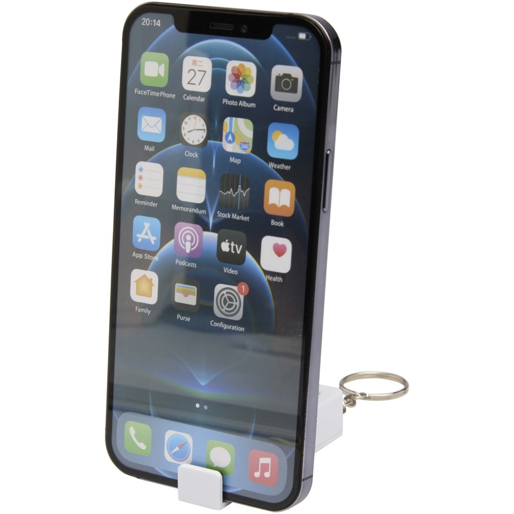 Aggia podstawka pod telefon z recyklingowanego tworzywa sztucznego z sensoryczną zabawką antystresową 124460 - Biały