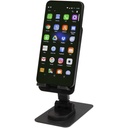 Alhena składany uchwyt na telefon z z tworzyw sztucznych pochodzących z recyklingu z metalową podstawką biurkową 124467 - Czarny