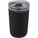 Szklany kubek Bello o pojemności 420 ml z zewnętrzną ścianką z plastiku z recyklingu 100675 - Czarny
