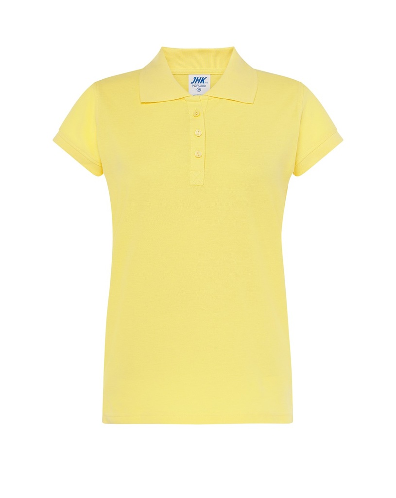 Koszulka Polo Damska Slim Bawelniana Pique JHK511 - Light Yellow