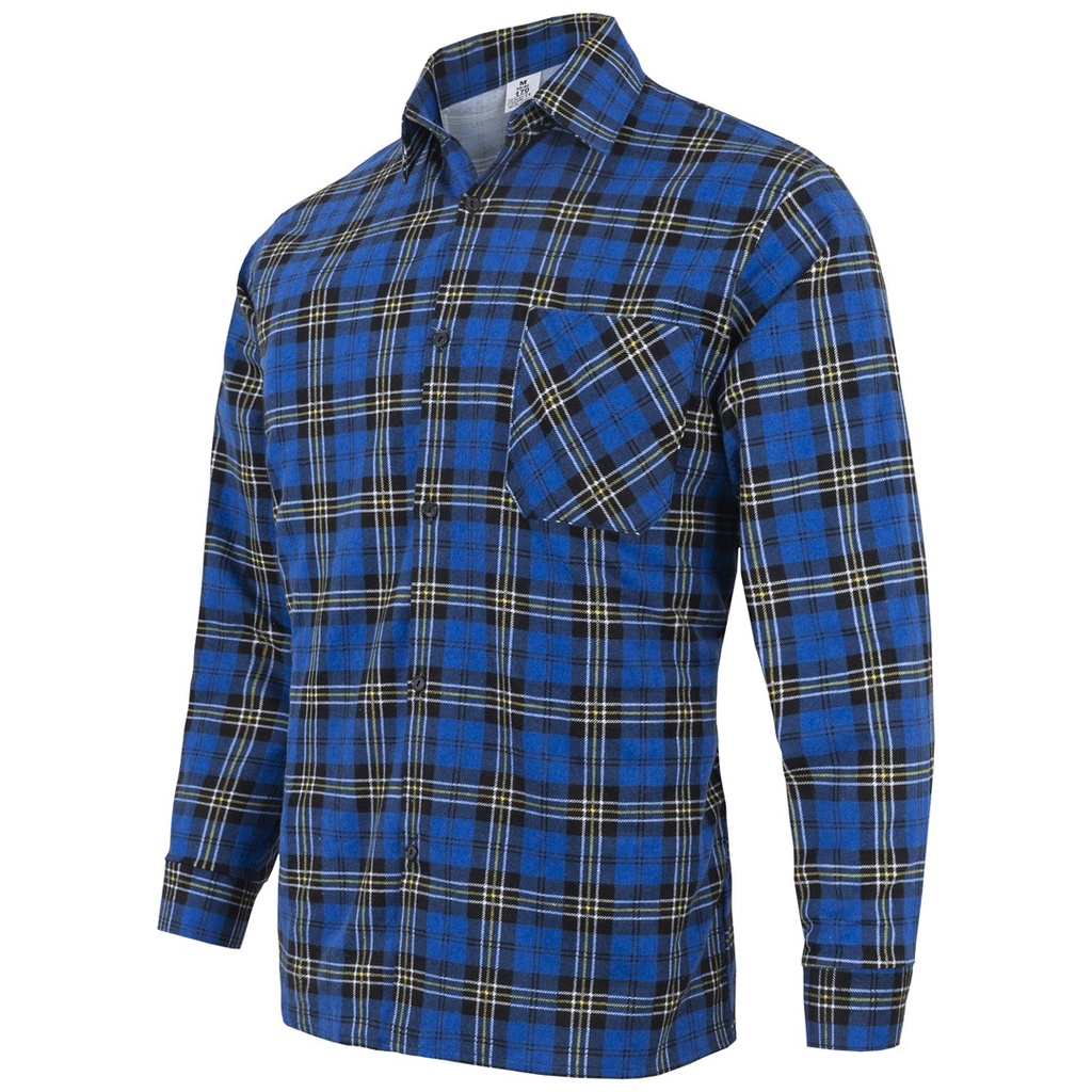 T-shirt Bawełniany KOSZULA FLANELOWA NIEBIESKA SZKOCKA - NIEBIESKA SZKOCKA KRATA