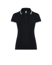 Koszulka Polo Damska Slim Bawelniana Pique JHK511 - Black/White