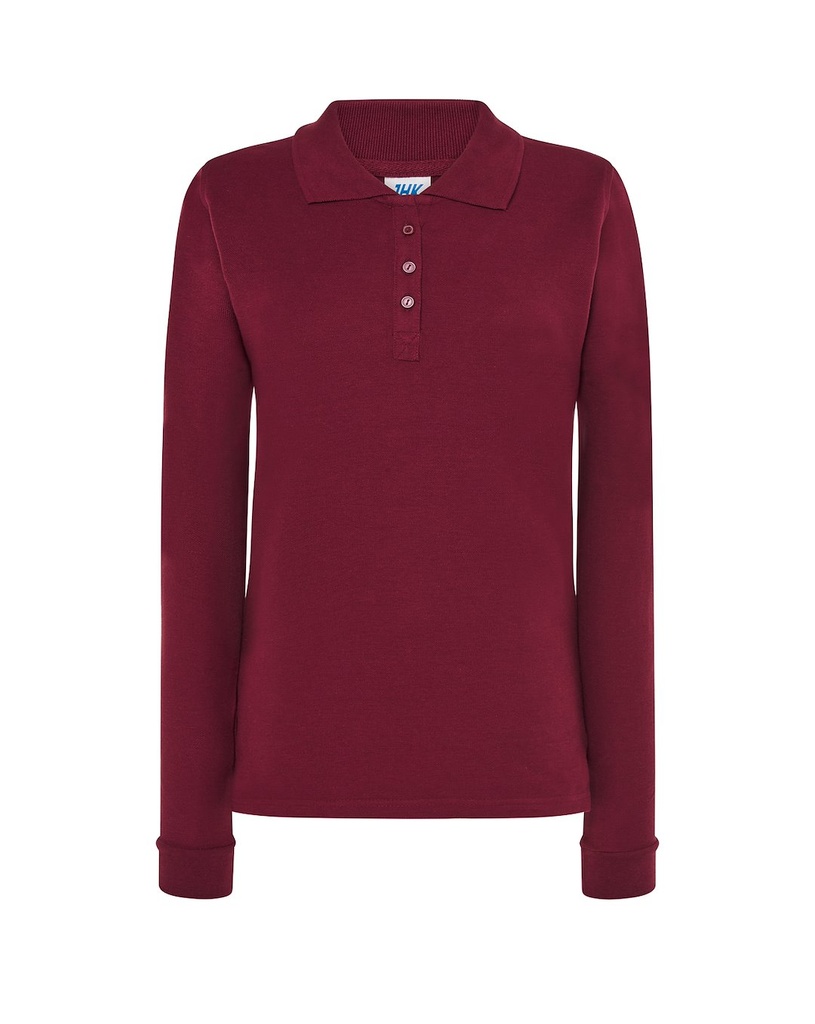 Koszulka Polo Damska Slim POPL 200 LS - Burgundy