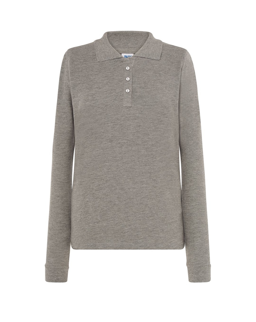 Koszulka Polo Damska Slim POPL 200 LS - Grey Melange