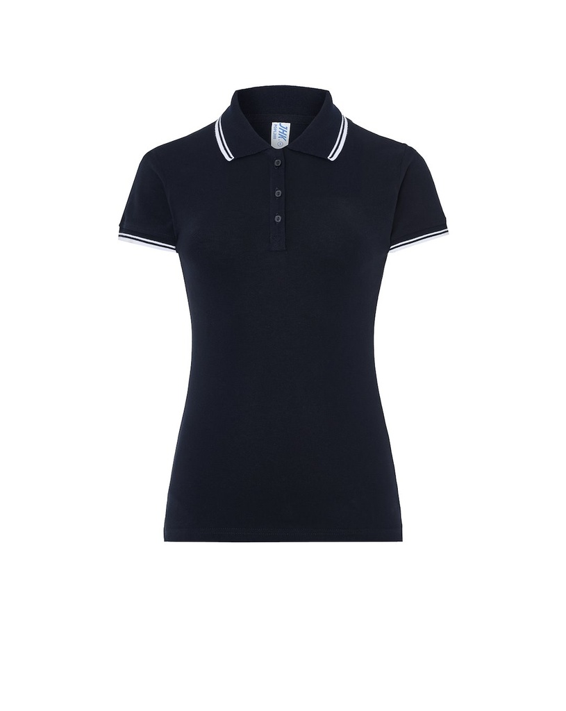 Koszulka Polo Damska Slim Bawelniana Pique JHK511 - Navy/White