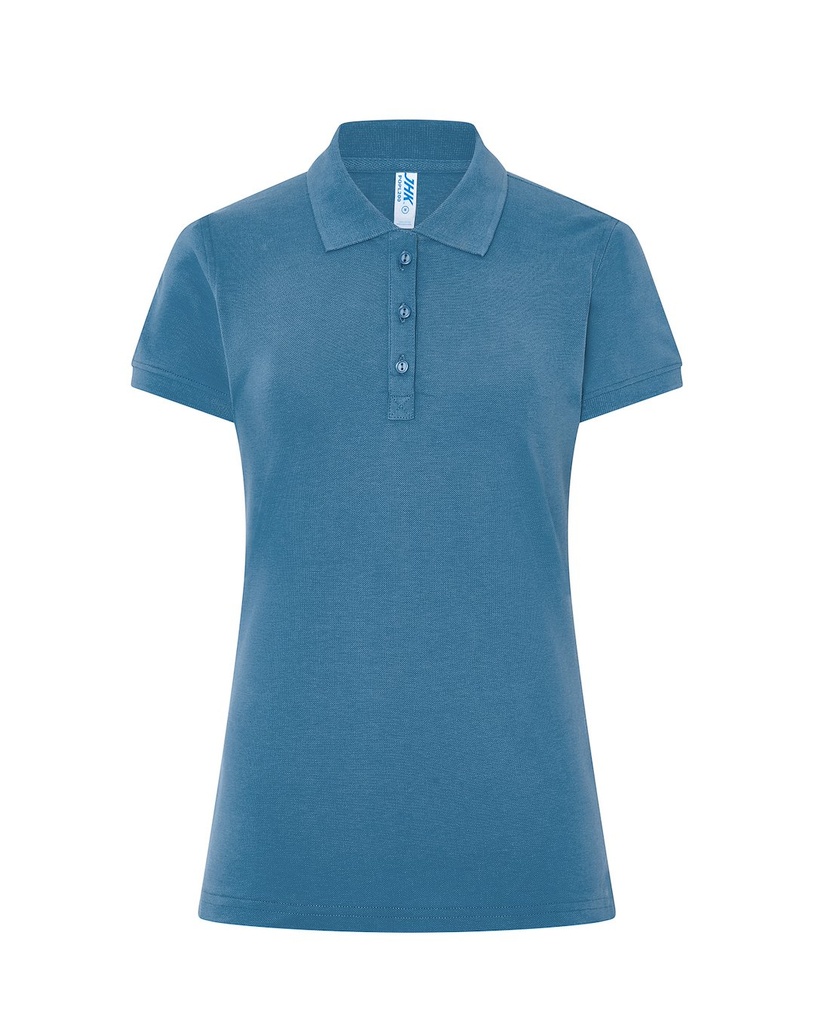 Koszulka Polo Damska Slim Bawelniana Pique POPL 200 - Petrol Blue