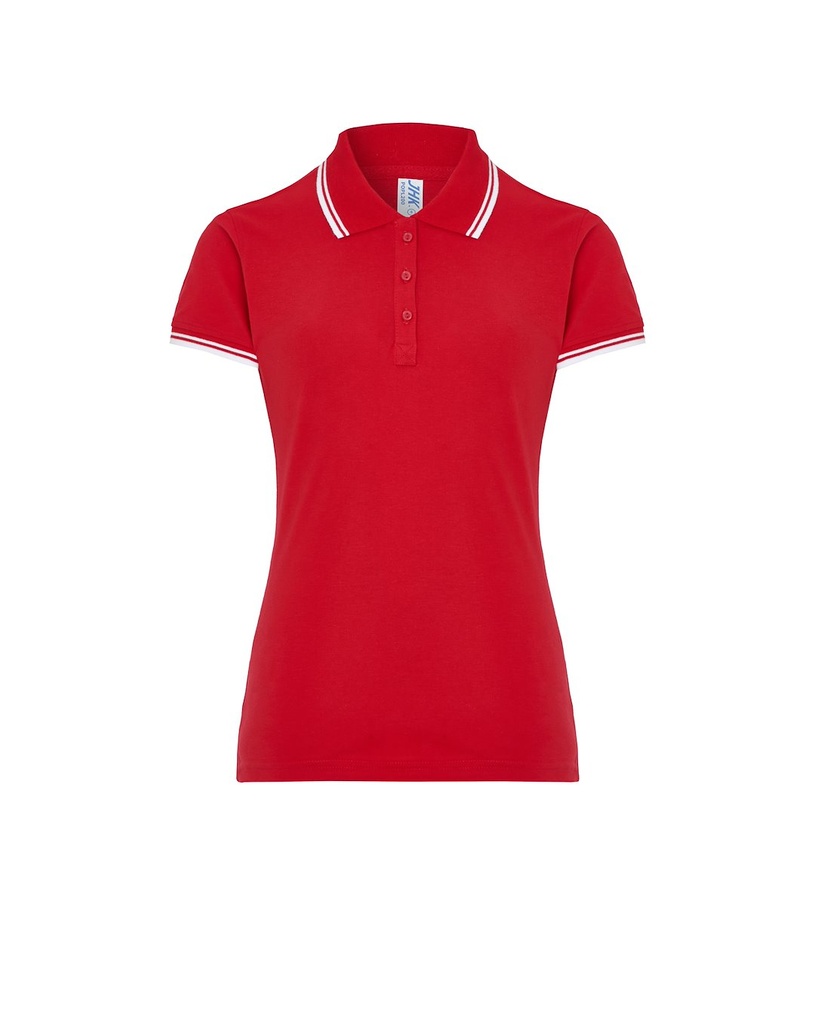 Koszulka Polo Damska Slim Bawelniana Pique JHK511 - Red/White