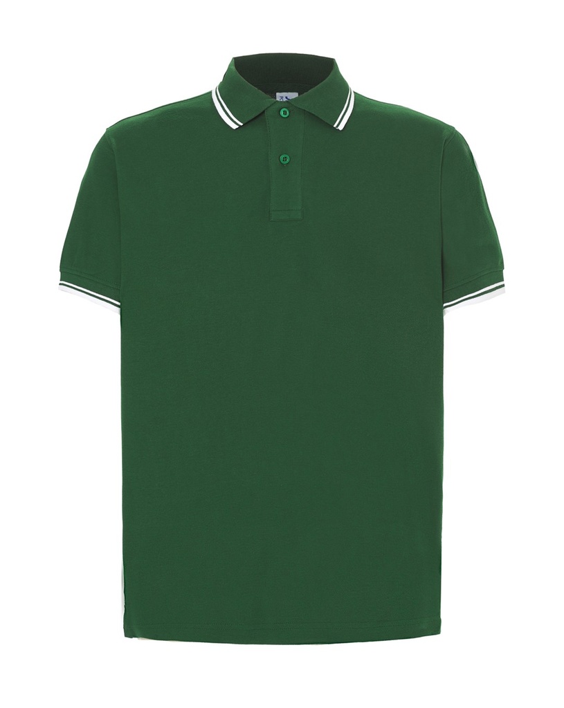 Koszulka Polo Klasyczna Bawelniana Pika JHK510 - Bottle Green/White
