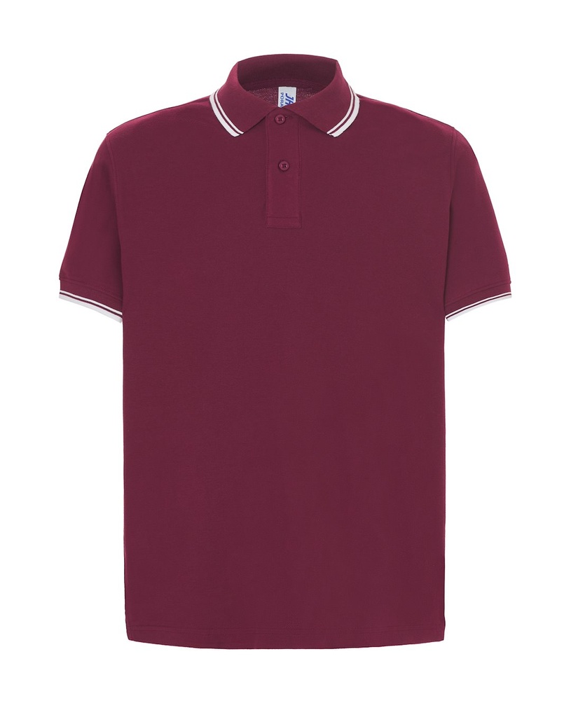 Koszulka Polo Klasyczna Bawelniana Pika JHK510 - Burgundy/White