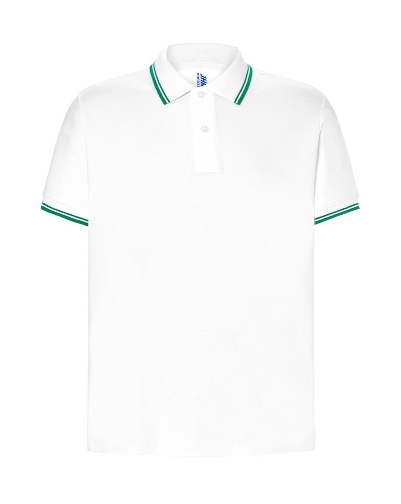 Koszulka Polo Klasyczna Bawelniana Pika PORA 210 - White/Kelly Green