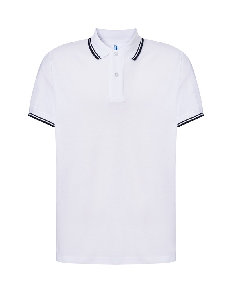Koszulka Polo Klasyczna Bawelniana Pika JHK510 - White / Navy