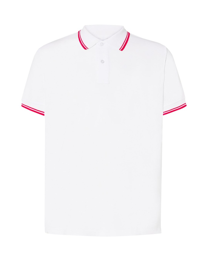 Koszulka Polo Klasyczna Bawelniana Pika JHK510 - White/Red