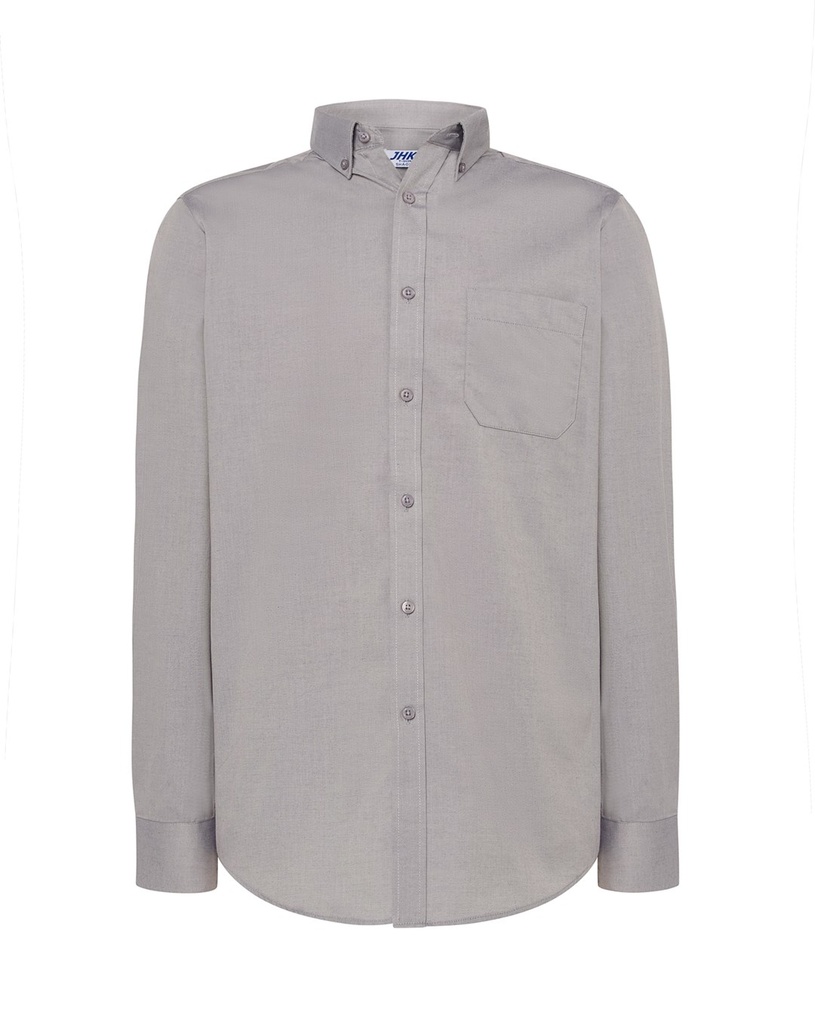 T-shirt Slim z Długim Rękawem Bawełniany SHA OXF - Silver