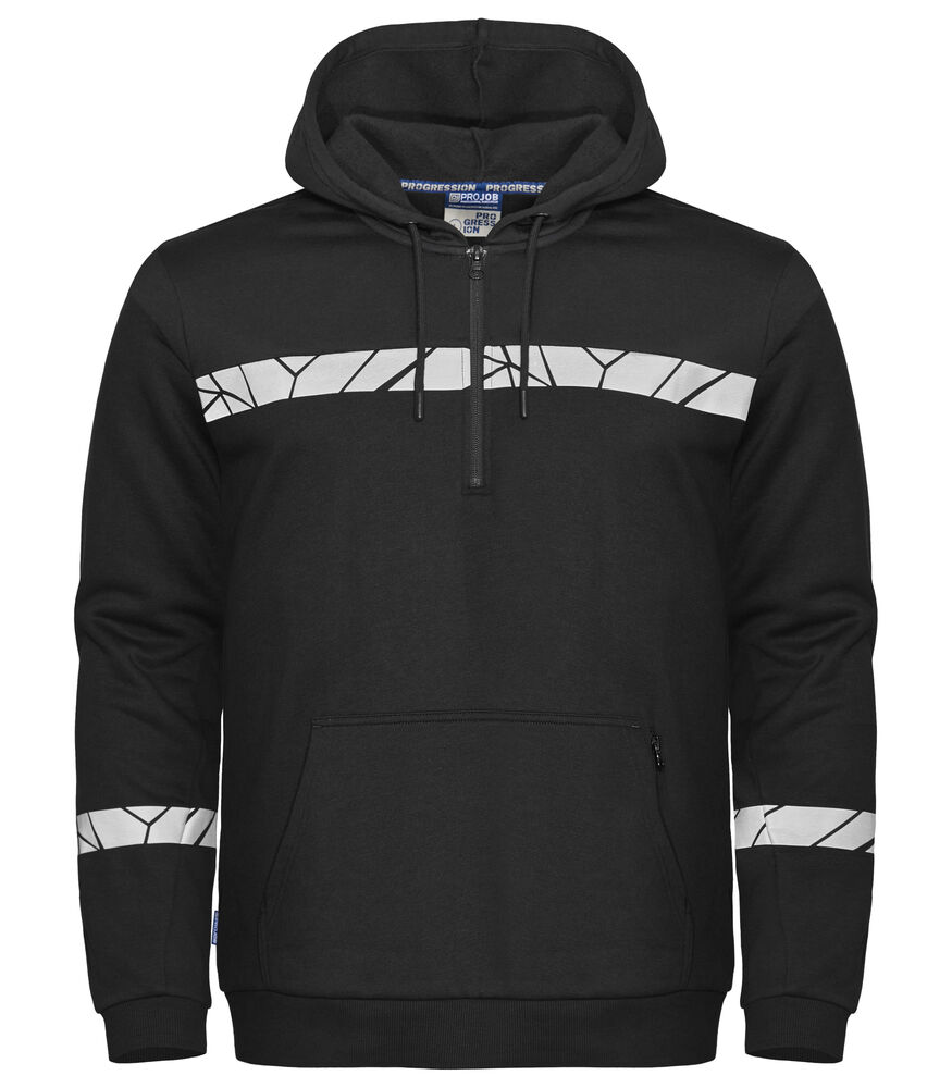 7104 Bluza 1/2 zip z kapturem – BLACK/ BLACK