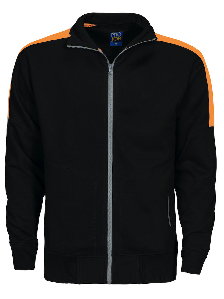 2123 BLUZA NA ZAMEK Z ODBLASKAMI NA RAMIONACH – BLACK/ORANGE