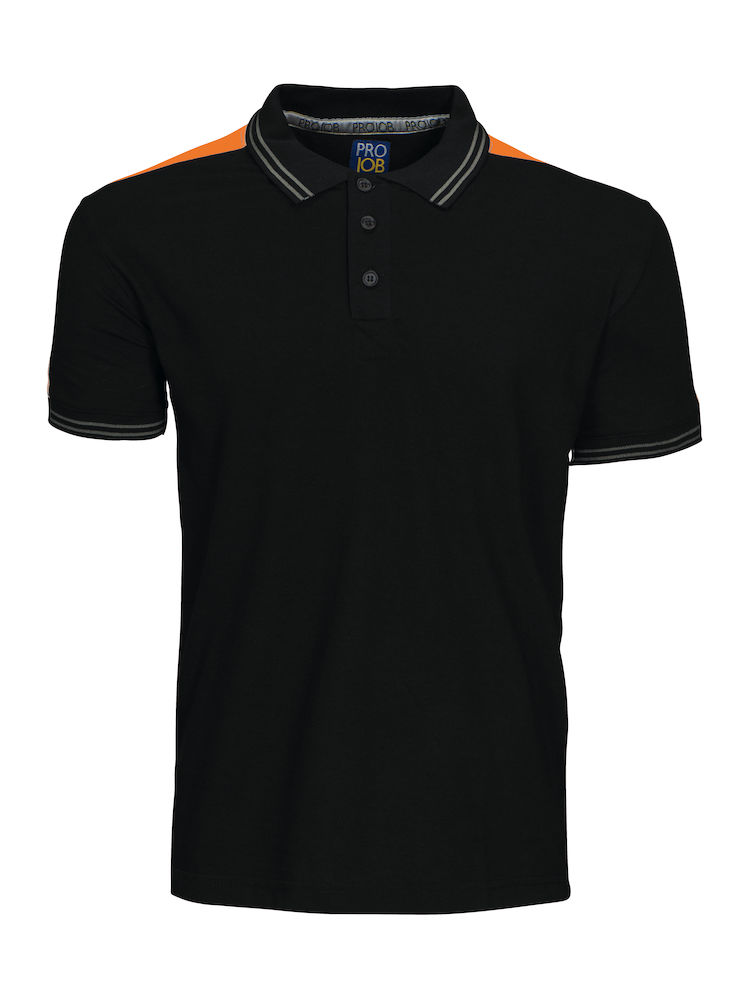 2018 POLO Z ODBLASKAMI NA RAMIONACH – BLACK/ORANGE
